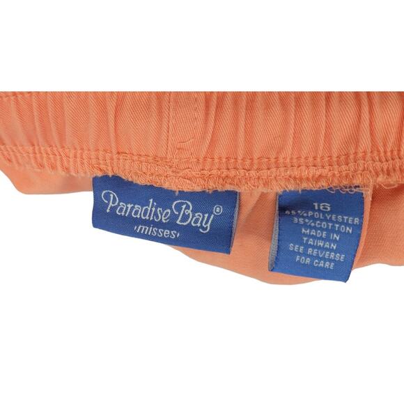 Paradise Bay‎ Women's Coral Drawstring Bermuda Shorts Sz 16 Misses Elastic Waist - Picture 6 of 6